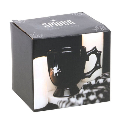 Black Spider Teacup Gothic Style Halloween with Spider Accent - Mugs and Cups by Spirit of equinox