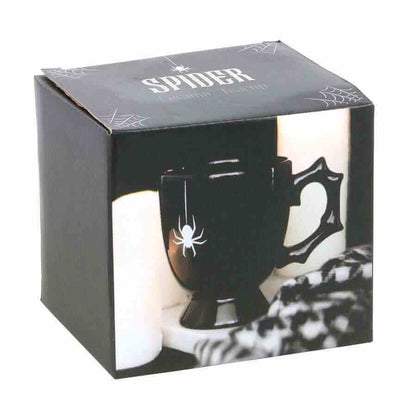 Black teacup set box with spider logo and spider-web graphics