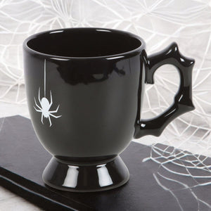 Black Spider Teacup Gothic Style Halloween with Spider Accent - Mugs and Cups by Spirit of equinox