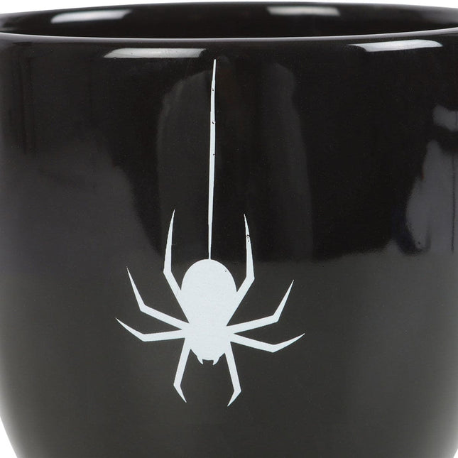 Black Spider Teacup Gothic Style Halloween with Spider Accent - Mugs and Cups by Spirit of equinox