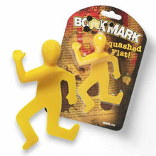 Yellow silicone squashed flat bookmark figure in blister packaging