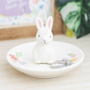 Bunny Jewellary Holder Trinket Dish, Floral Print Ring Tray