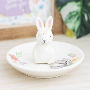 The Fashion Gift Shop: Bunny Jewellary Holder Trinket Dish, Floral Print Ring Tray by Jones Home & Gifts, Jewellery Dish