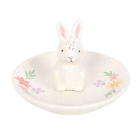 The Fashion Gift Shop: Bunny Jewellary Holder Trinket Dish, Floral Print Ring Tray by Jones Home & Gifts, Jewellery Dish