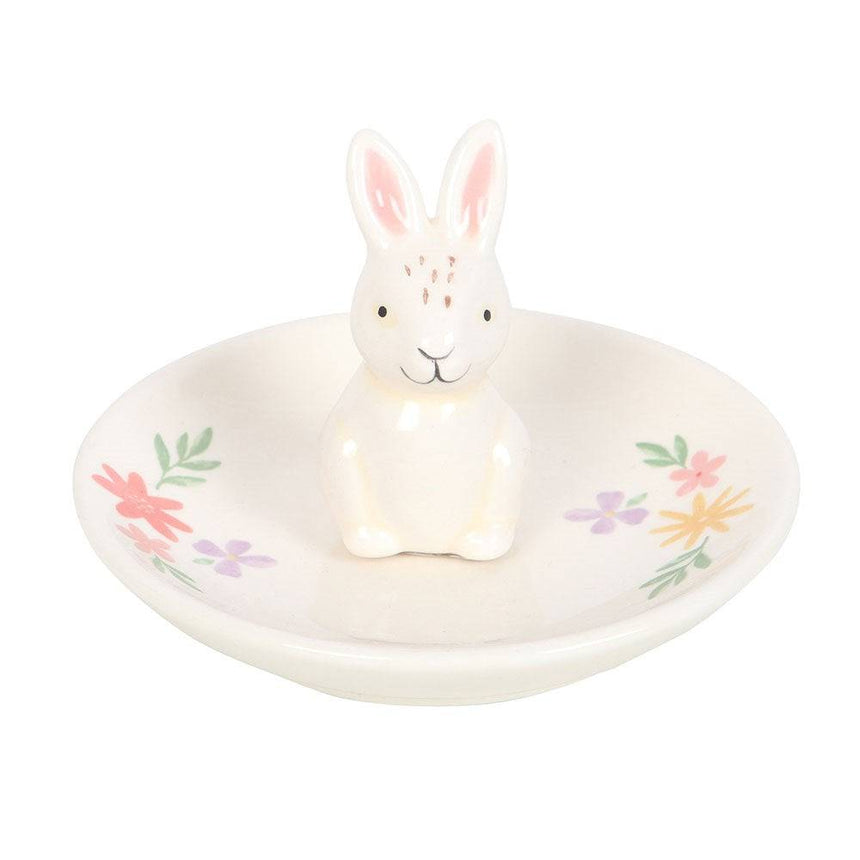 The Fashion Gift Shop: Bunny Jewellary Holder Trinket Dish, Floral Print Ring Tray by Jones Home & Gifts, Jewellery Dish