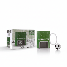 Penal-tea football mug set with mini ball and matching gift box, green mug