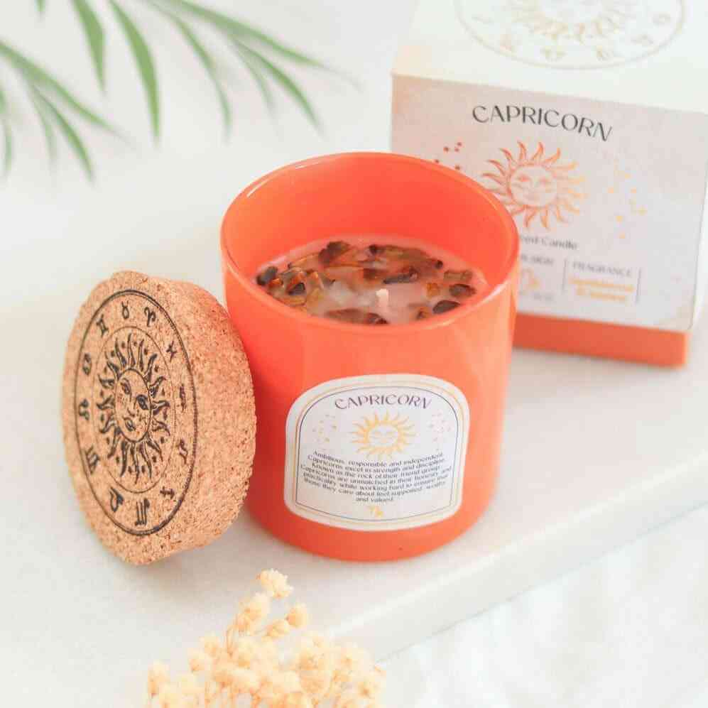 Capricorn Sandalwood & Jasmine Gemstone Zodiac Candle by Jones Home & Gifts