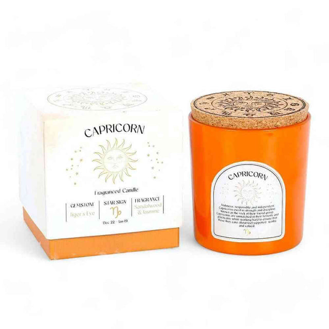 Capricorn Sandalwood & Jasmine Gemstone Zodiac Candle by Jones Home & Gifts