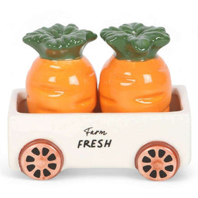 Carrot Salt and Pepper Shakers in Wagon