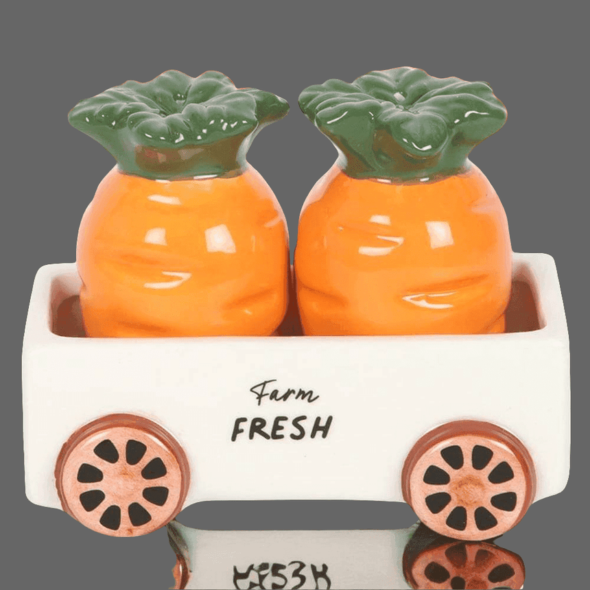 Carrot Salt and Pepper Shakers in Wagon - The Fashion Gift Shop by Jones Home & Gifts