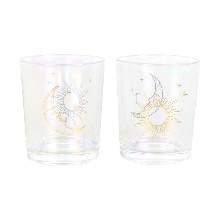 Charming Iridescent Sun and Moon Votive Candle Holders for Your Tea Lights - The Fashion Gift Shop Candle Holders