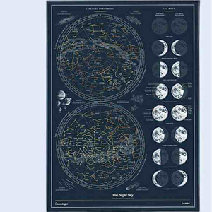 Chartologist Night Sky Scratch-Off Poster – Moon Phases Guide