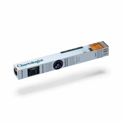 Chartologist scratch-off poster tube packaging in blue and white