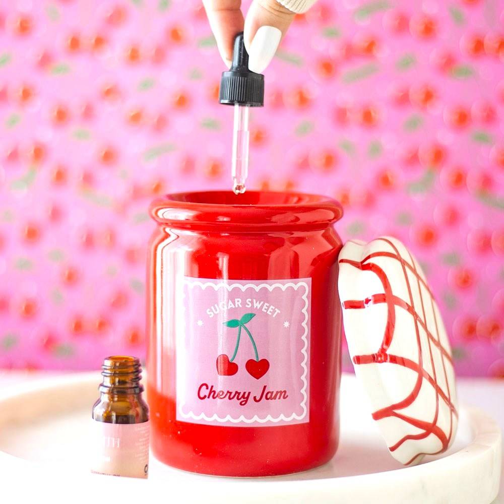 Cherry Jam Jar Oil Burner and Wax Warmer, Valentines, Mothers Day Gifts - The Fashion Gift Shop by Jones Home & Gifts