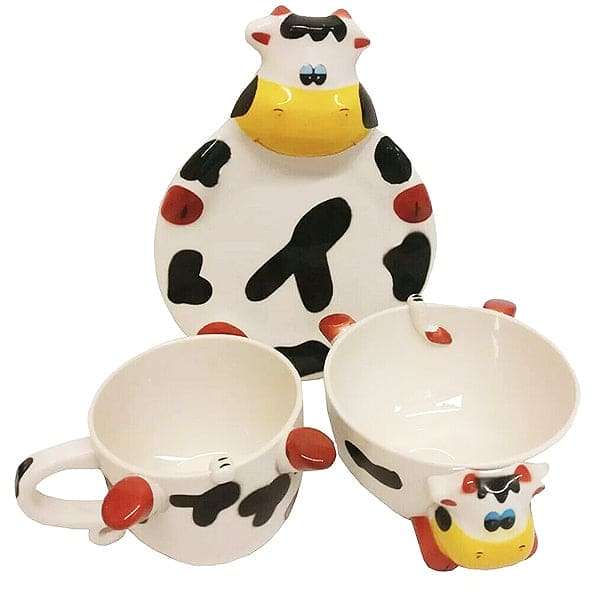 Collectable 3 pc Cow Breakfast Set, Bowl, Plate, Mug - Tableware by DSL