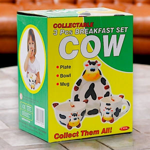 Collectable 3 pc Cow Breakfast Set, Bowl, Plate, Mug - Tableware by DSL