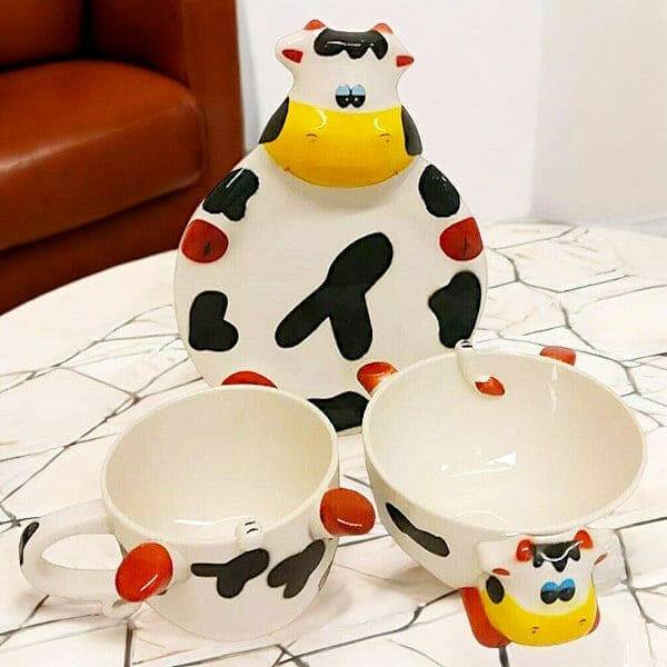 Collectable 3 pc Cow Breakfast Set, Bowl, Plate, Mug  DSL  The Fashion Gift Shop .