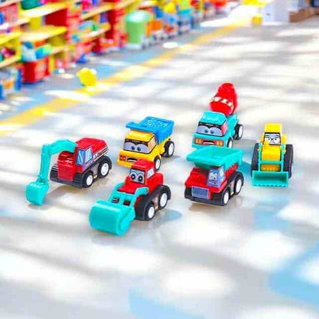 The Fashion Gift Shop: Construction Vehicles Pull - Back and Go Trucks and Diggers Toys Set of 6 🚧 by Small Toys, Toy Cars