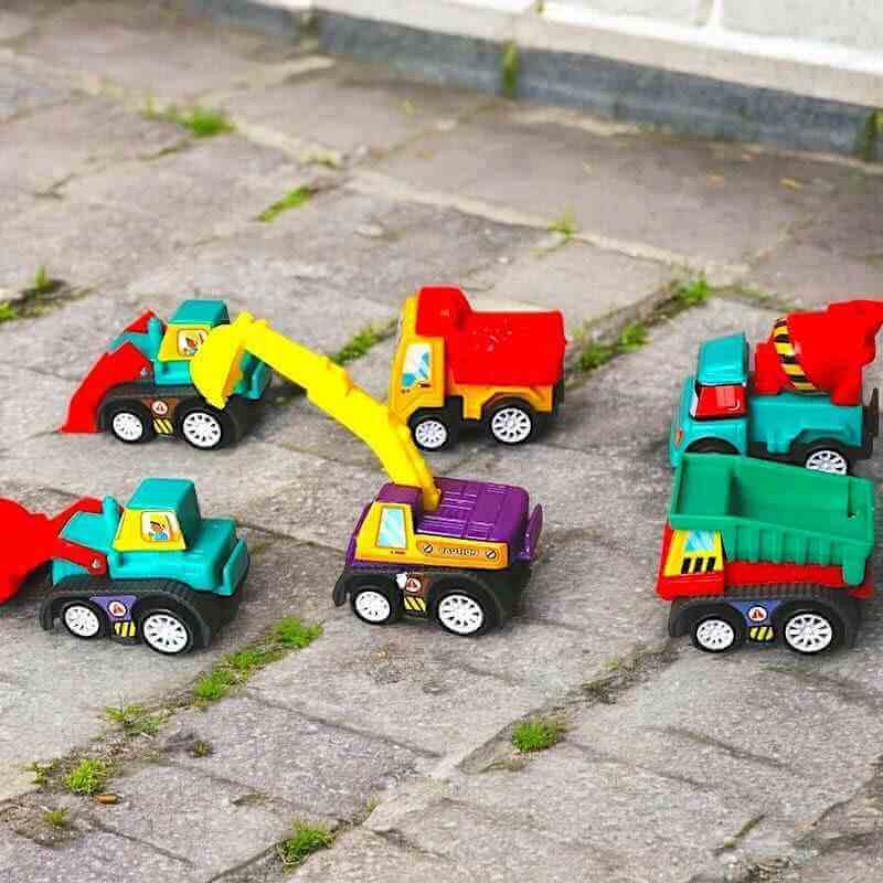 The Fashion Gift Shop: Construction Vehicles Pull - Back and Go Trucks and Diggers Toys Set of 6 🚧 by Small Toys, Toy Cars