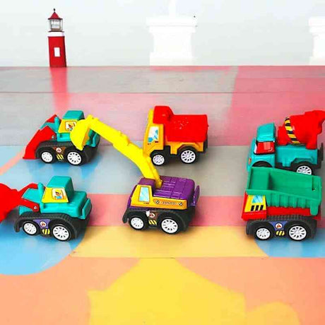 The Fashion Gift Shop: Construction Vehicles Pull - Back and Go Trucks and Diggers Toys Set of 6 🚧 by Small Toys, Toy Cars