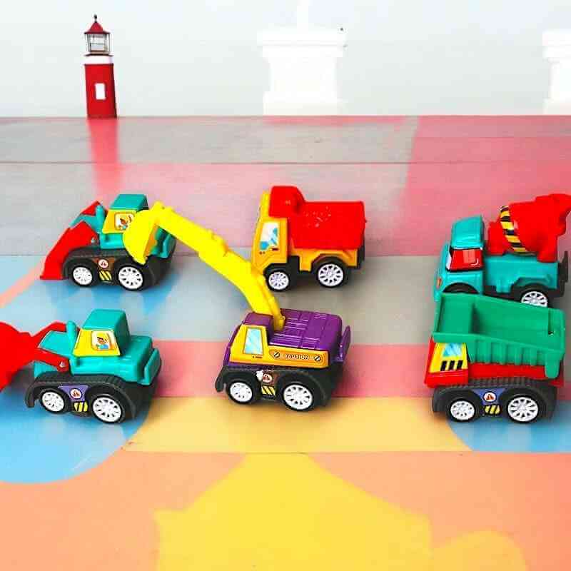 The Fashion Gift Shop: Construction Vehicles Pull - Back and Go Trucks and Diggers Toys Set of 6 🚧 by Small Toys, Toy Cars