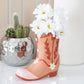 Coral Pink Cowboy Boot Flower Vase, Ideal for Cowgirls at Heart - The Fashion Gift Shop Flower Jugs by Jones Home & Gifts