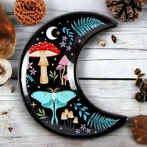 The Fashion Gift Shop: Crescent Moon Dark Forest Print Trinket Jewellery Dish by Spirit of equinox, Jewellery Dish