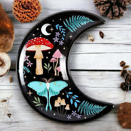The Fashion Gift Shop: Crescent Moon Dark Forest Print Trinket Jewellery Dish by Spirit of equinox, Jewellery Dish