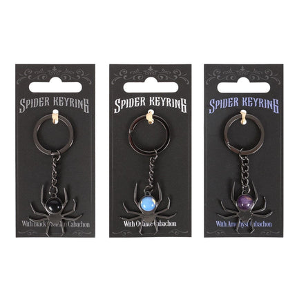 Crystal Spider Keyrings, Black Obsidian, Opal, and Amethyst - Bag Charms & Keyrings by Spirit of equinox