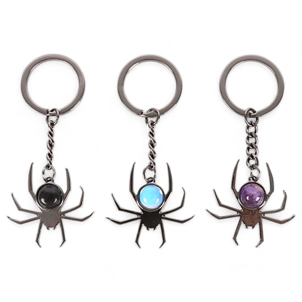 Crystal Spider Keyrings, Black Obsidian, Opal, and Amethyst - Bag Charms & Keyrings by Spirit of equinox