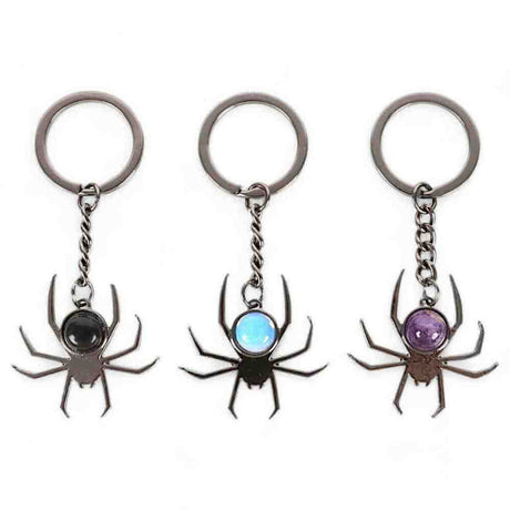 The Fashion Gift Shop: Spider Crystal Keyrings Black Obsidian Opal Amethyst Charm by Spirit of equinox, Bag Charms & Keyrings