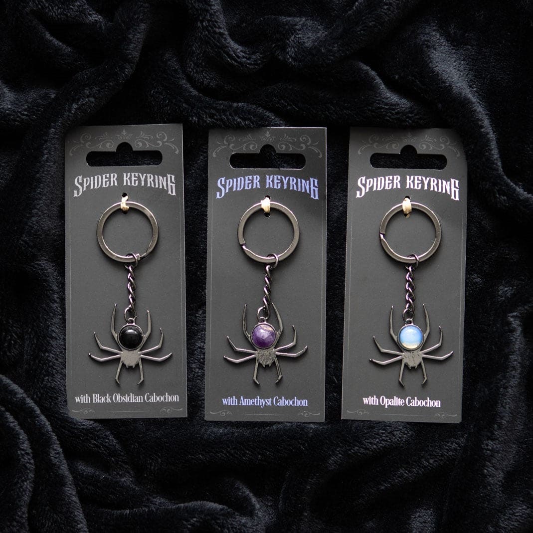 Crystal Spider Keyrings, Black Obsidian, Opal, and Amethyst - Bag Charms & Keyrings by Spirit of equinox