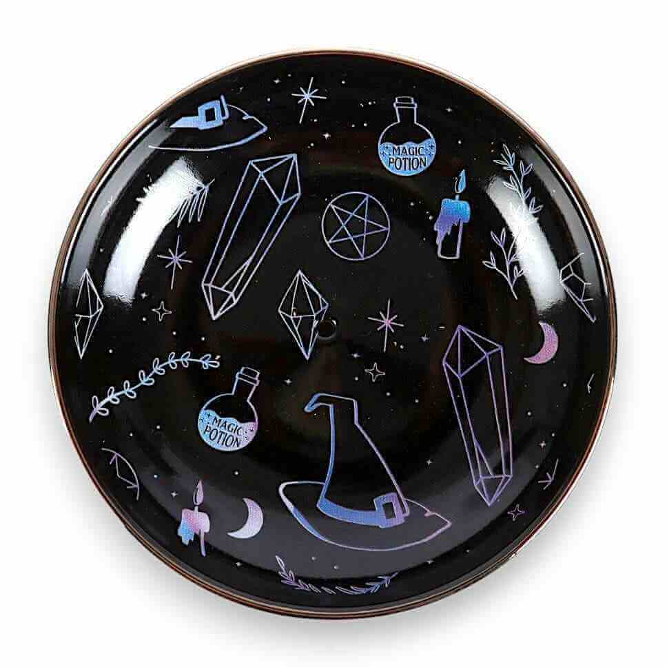 Crystal Witch Incense Holder Plate, Hats, and Potions Decor by Spirit of equinox