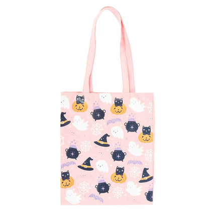 Cute Halloween Ghost Pumpkins Print Poly - cotton Tote Bag - Lunch Boxes & Totes by Spirit of equinox