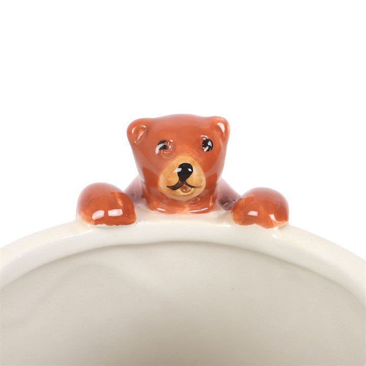 The Fashion Gift Shop: Cute Sleepy Bear Rounded Mug, Hanging 3D bear, Cosy, Cocoa Mugs by Jones Home & Gifts, Mugs and Cups