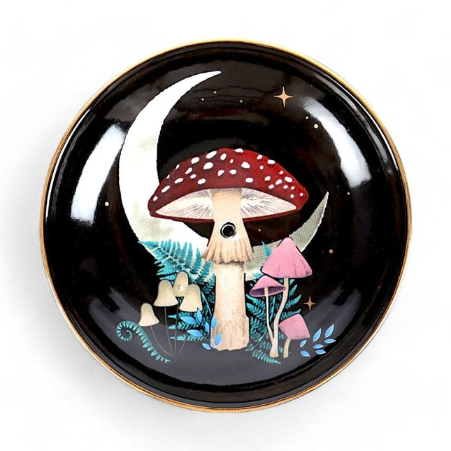 Dark Forest Mushroom Ceramic Incense Holder Plate - Incense Holders by Spirit of equinox