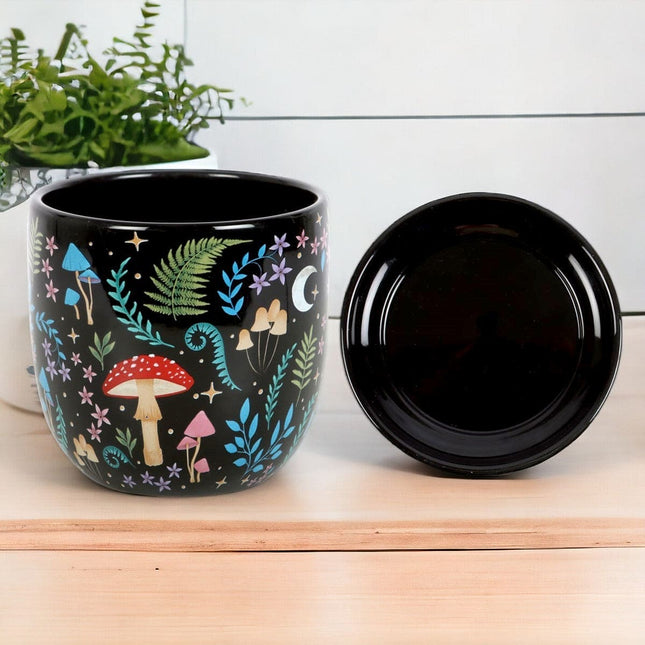 Dark Forest Print Ceramic Plant Pot with Saucer - Pots and Planters by Spirit of equinox