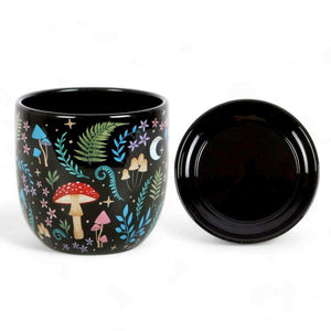 The Fashion Gift Shop: Dark Forest Print Ceramic Plant Pot with Saucer 11cm by Spirit of equinox, Pots and Planters