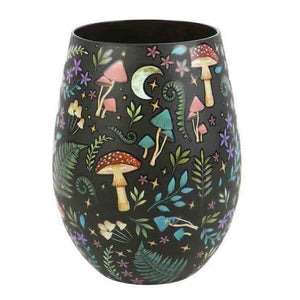 The Fashion Gift Shop: Dark Forest Print Stemless Wine Glass Gin Tumbler 500ml by Spirit of equinox, Stemless Wine Glass
