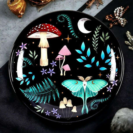 The Fashion Gift Shop: Dark Forest Print Trinket Jewellery Ceramic Round Dish Gift by Spirit of equinox, Jewellery Dish