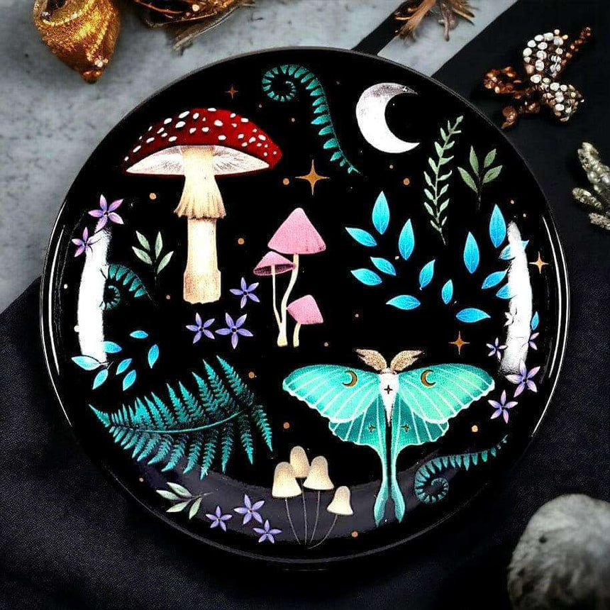 The Fashion Gift Shop: Dark Forest Print Trinket Jewellery Ceramic Round Dish Gift by Spirit of equinox, Jewellery Dish
