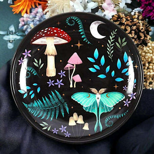 The Fashion Gift Shop: Dark Forest Print Trinket Jewellery Ceramic Round Dish Gift by Spirit of equinox, Jewellery Dish