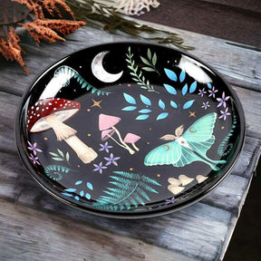 Dark Forest Print Trinket Jewellery Ceramic Round Dish Gift by Spirit of equinox