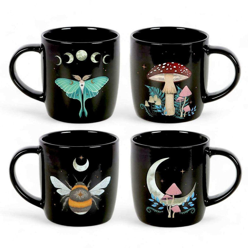 The Fashion Gift Shop: Dark Forest Set of 4 Mugs With Dark Forest Gift Box by Spirit of equinox, Mugs and Cups