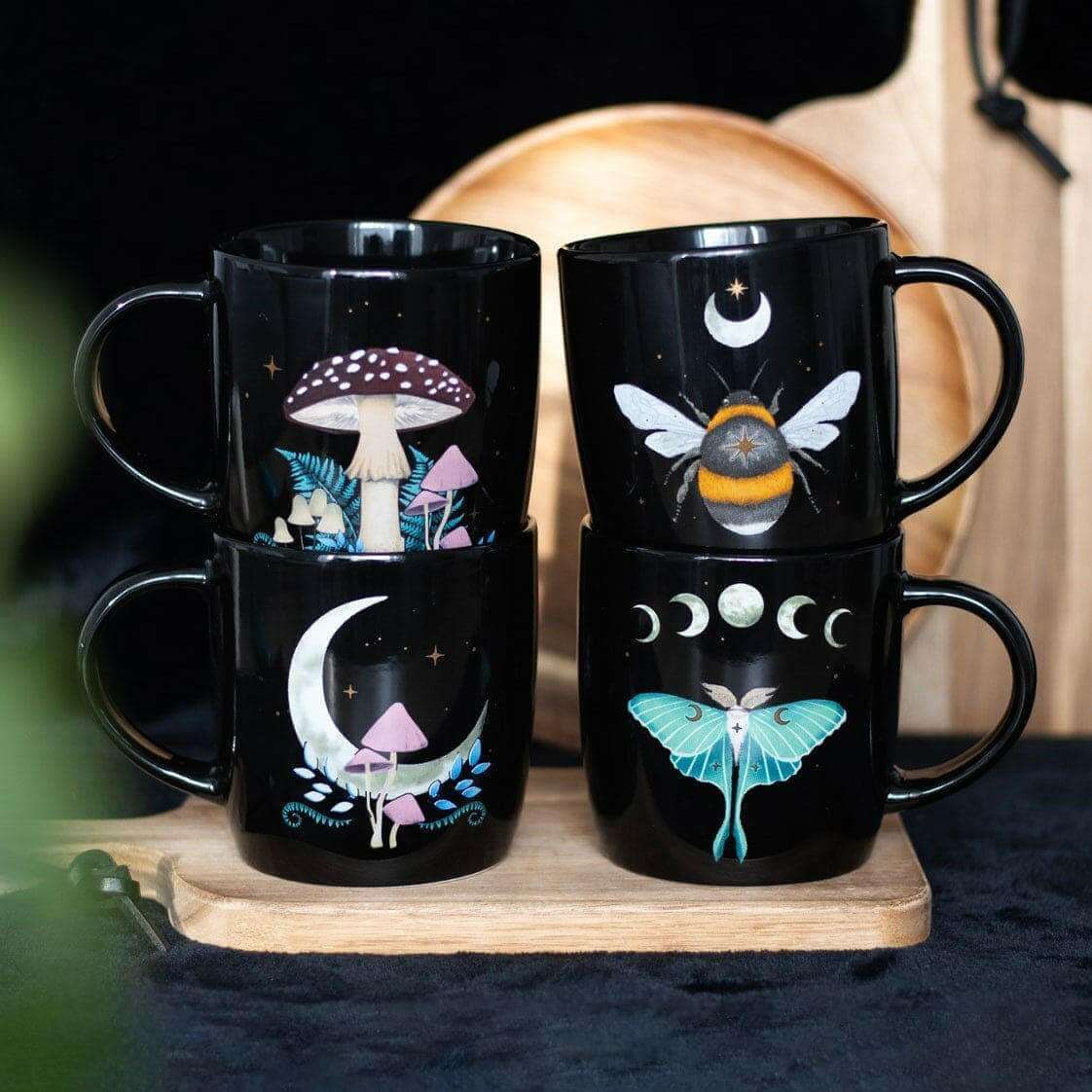 Dark Forest Set of 4 Mugs With Dark Forest Gift Box by Spirit of equinox