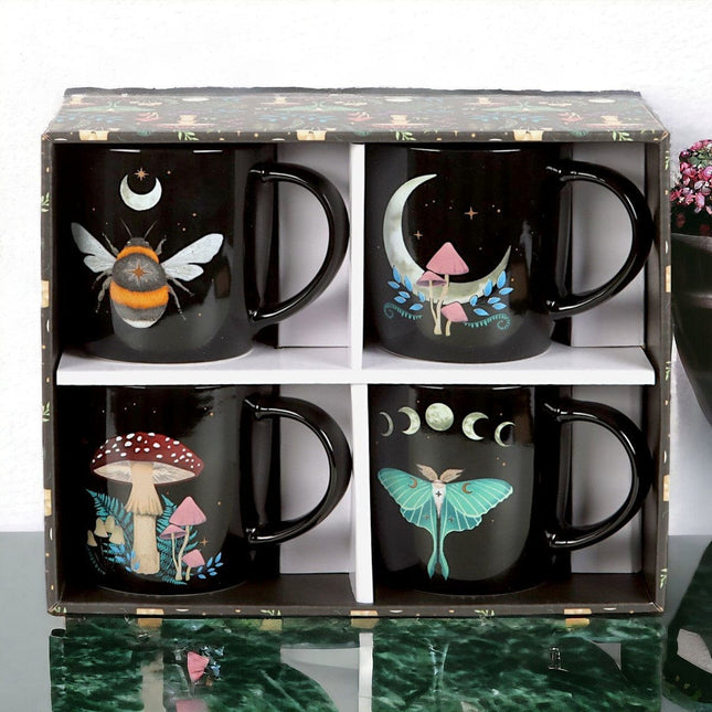 Dark Forest Set of 4 Mugs, With Dark Forest Gift Box - Mugs and Cups by Spirit of equinox