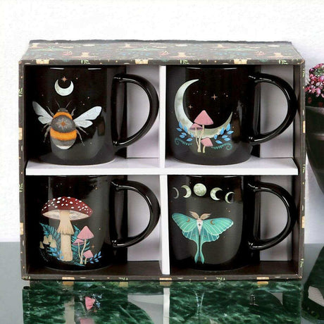 The Fashion Gift Shop: Dark Forest Set of 4 Mugs With Dark Forest Gift Box by Spirit of equinox, Mugs and Cups