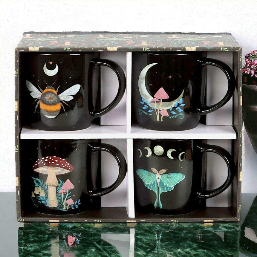 The Fashion Gift Shop: Dark Forest Set of 4 Mugs With Dark Forest Gift Box by Spirit of equinox, Mugs and Cups