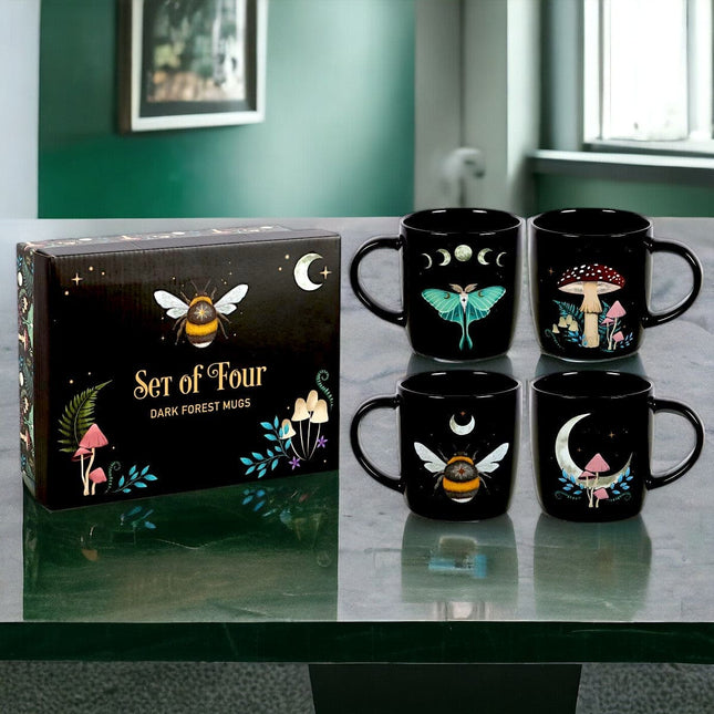 Dark Forest Set of 4 Mugs, With Dark Forest Gift Box - Mugs and Cups by Spirit of equinox