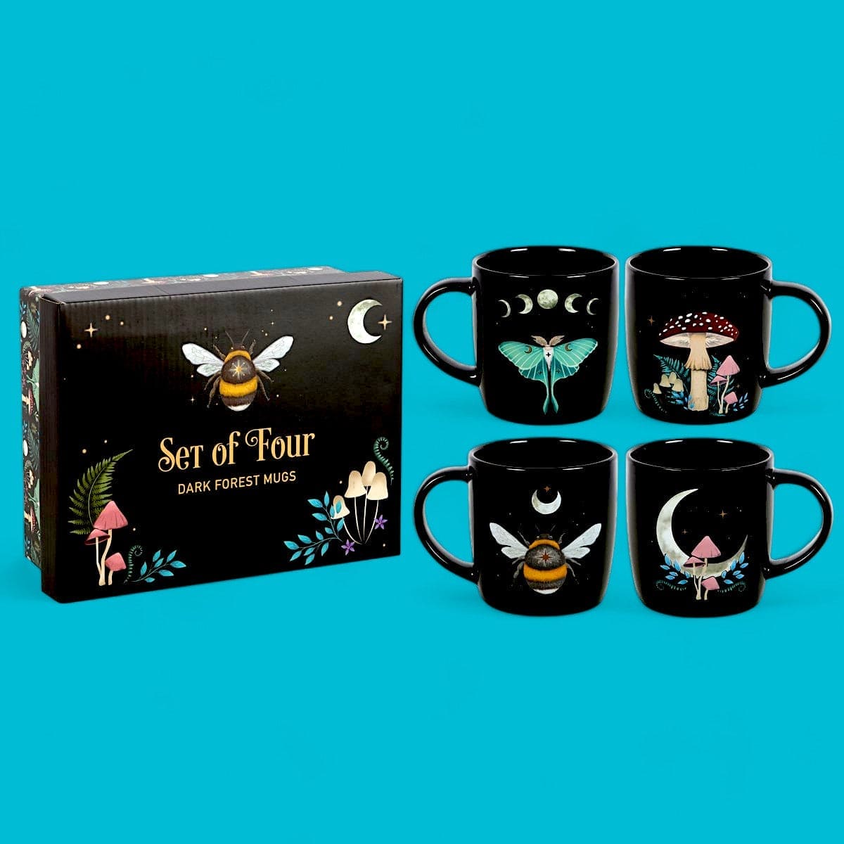 Dark Forest Set of 4 Mugs, With Dark Forest Gift Box - Mugs and Cups by Spirit of equinox